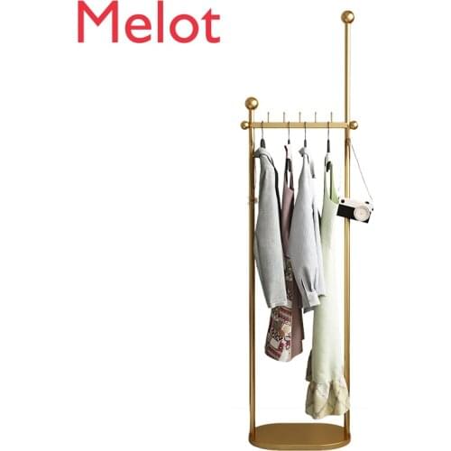 European Fashion Luxury Bedroom Metal Hallstand Modern Minimalist Floor-Standing Home Storage Coat and Hat Supporter