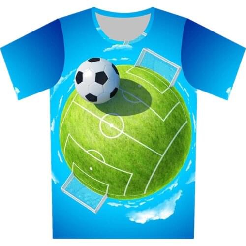 2019 Summer Childrens Fashion T-shirt Boys Girls Football Earth Blue Sky Cloud 3D Printed T shirt Kids Pullover Tshirts 4Y-20Y