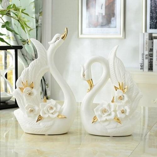 HOT 1 Pair Ceramic Swan Crafts, Wedding Gifts, Creative Home Decorations, Office Creative Desktop Ornaments