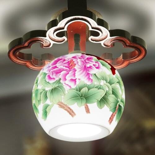 Chinese classical art Jingdezhen ceramics bedroom study room hallway balcony aisle corridor ceiling lamp WF12091011