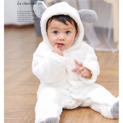 Fashion Baby Girl Clothes Soft Fleece Kids Romper Pajamas Newborn Infant Girl Boys Clothes Baby Clothing Cotton Hooded jumpsuit
