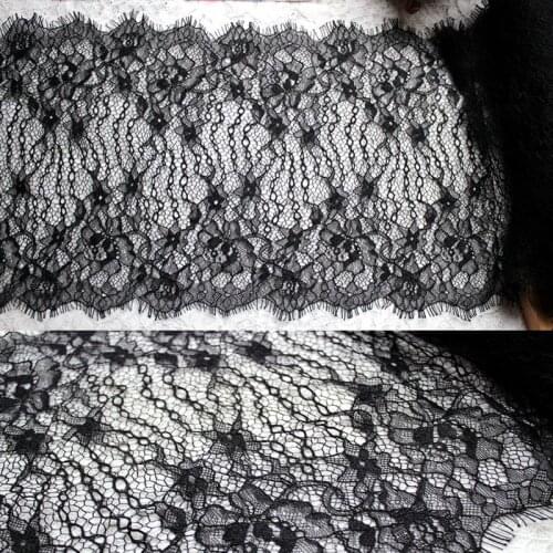 Top Quality 27CM Wide Eyelash Chantilly Lace Trimming White Black Bridal Dress Lace For Craft French Lace Trim New Design