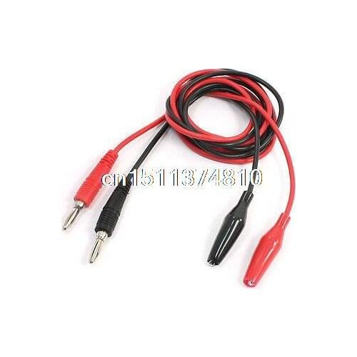 Multimeter Male Banana Plug to Alligator Clamp Clip Probe Test Cable 1M Pair
