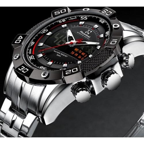 Readeel Analog Digital Watches Men Luxury Brand Stainless Steel Sports Mens Watches Waterproof Man Watch Relogio Masculino