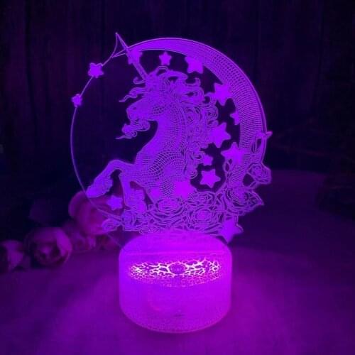 Hot 3D Night lamp Remote Or Touch Control 3D LED Unicorn Shaped Table Desk Lamp Xmas Home Decoration Lovely Gifts For Kids