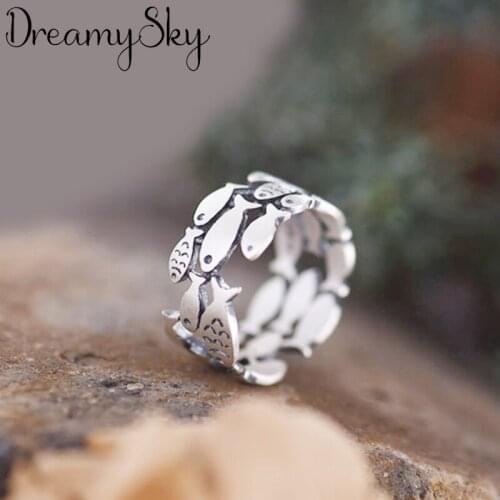 New Charming Fish Finger Ring for Women Vintage Boho Knuckle Party Rings Gothic Punk Jewelry Gifts for Girls 2020