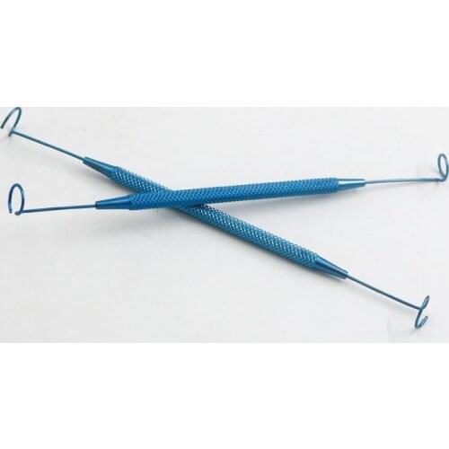 Ophthalmology microscopy instrument pig tail probe lacrimal duct probe double probe stainless steel titanium alloy flushing type