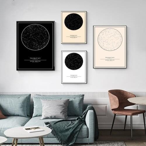 Gold Foil Night Profound Sky Print Star Map Constellation Personalized Wall Poster Night We Met Living Room Bedroom Home Decor