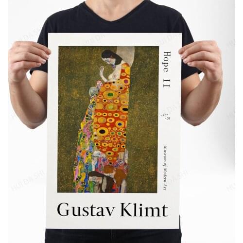 Gustav Klimt Poster, Hope II 1907, Gallery Quality Print Reproduction Housewarming Gift Art, Exhibition Posters Wall Art Decor