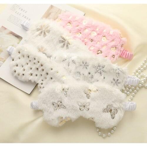 Fluffy Shading Sleeping Eye Mask Skin-friendly Shading Plush Blindfold Sleeping Elastic Band Eyeshade Cover Eye Travel Rest Aid