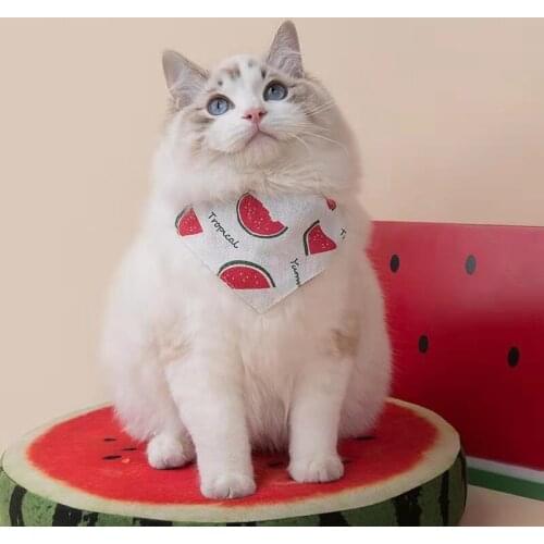 Adjustable Cute Cat Collar Pet Triangle Scarf Bibs Cotton Line Washable Suitable Pet Neckerchief Scarf for Small Medium Cat Dog