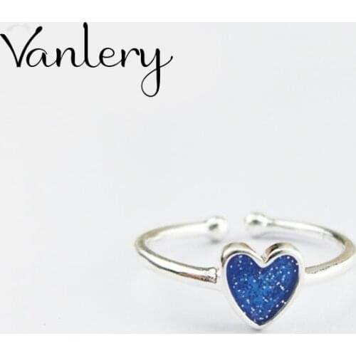 Romantic Charming Open Blue Heart Ring for Women Vintage Boho Party Rings Gothic Punk Jewelry Gifts for Girls