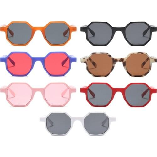 Hexagonal Sunglasses Vintage Small Glasses Geometric Resin Frame Clear Lenses