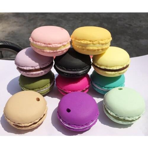 2017 New Macaroon Silicone Teether Necklace ,Food Macaroon Teether Silicone necklace toys for baby chew, Macaroon Teether Pendan