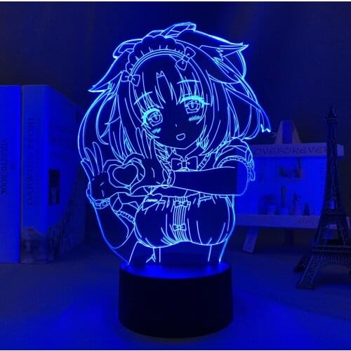 Anime Nekopara Cinnamon Led Night Light for Bedroom Decoration Birthday Gift Nightlight Mange Waifu Table 3d Lamp Nekopara