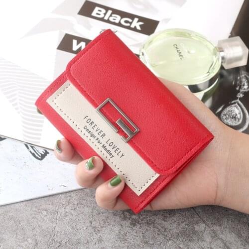 Women Leather Wallet Female 2020 New Ultra-Thin Korean-Style Coin Purse Student Mini Sweet Short Ladys Foreign Trade Card Case