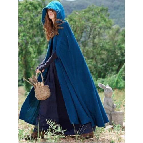 Womens Loose Warm Hooded Wool Poncho Winter Warm Coat Open Front Cardigan Jacket Long Cloak Cape Parka Outwear