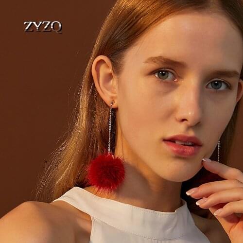 ZYZQ New Birthday Party Wear Earrings Kawaii Cat Ear Plush Earrings For Women Cute Multicolor Ball Jewelry Brincos Wholesale