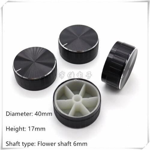 2 Piece 40 × 17mm stripe aluminum alloy knob potentiometer mechanical panel adjustment knob is suitable for flower hole of 6mm