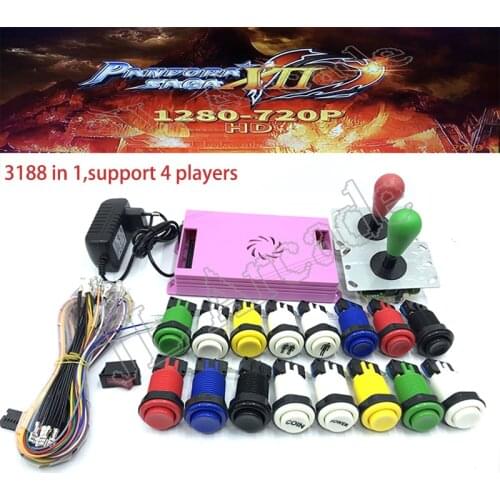 3D Pandora Saga Box 3188 in 1 DIY Arcade Kit Game Board 8 Way Joystick & American Style Push Button for 2 Playes Arcade Machine