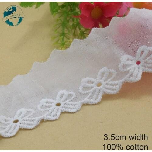 5yards 3.5cm white 100% cotton embroidery lace french lace ribbon fabric guipure diy trims warp knitting sewing Accessories#3162