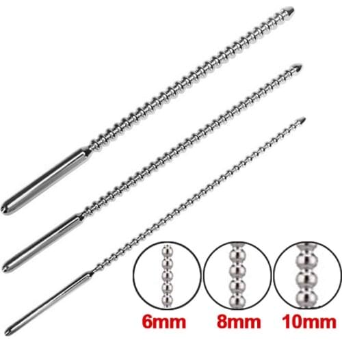 6mm/8mm/10mm Stainless Steel Beads Penis Plug Adult Catheters Sounds Stretching Male Chastity Urethral Dilators Sex Toys for Men