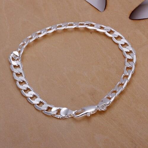 925 jewelry silver plated Bracelet Fine Fashion 6MM Sideways Silver Jewelry Bracelet Bangle Top Quality SMTH245