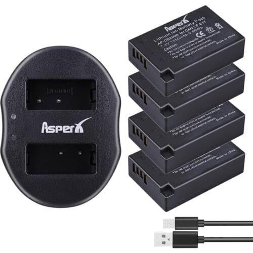 4Pcs LP-E17 LPE17 LP E17 Camera Batteries + USB Dual Charger for Canon EOS M3 M5 M6 Rebel T6i T6s T7i 750D 200D 8000D Kiss X8i