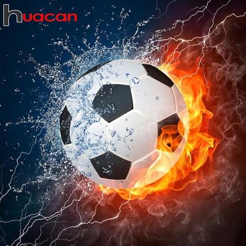 Huacan 5d Full Square /round Diamond Painting Football Diamond Embroidery Cartoon Picture Rhinestone Handmade Diamond Mosaic