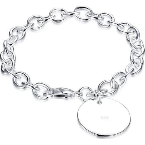BABYLLNT Charming 925 Silver Circle Tag Bracelet Woman Fashion Wedding Engagement Party Popular Jewelry Wholesale