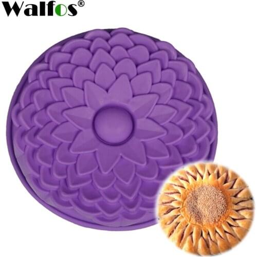 Walfos Big Size Flower Cake Mold Silicone Daisy Flower Bread Pan Chiffon Cake Mold Sunflower Bakery Pastry Bread Baking Mould