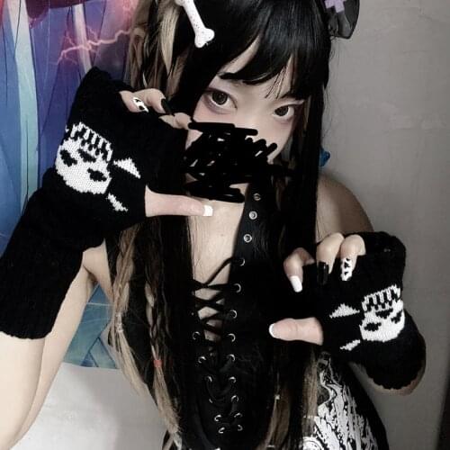 Carnival Skeleton Hand Gloves Stretchy Long Fingerless Sleeves Arm Warmer Sleeve Knit Arm Sleeves Halloween Costume