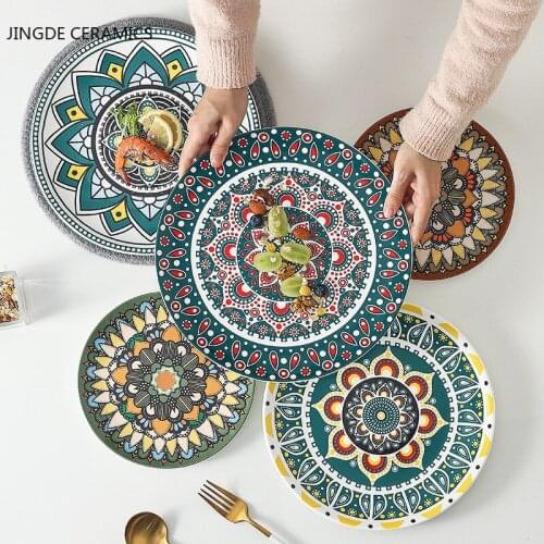 Nordic Style Ceramic Round Plate Steak Western Tray High-quality Bar Display Background Handmade Art Plate Kitchen Tableware