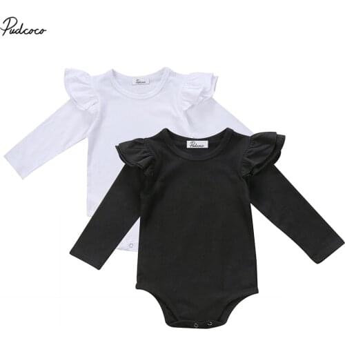 2019 Baby Spring Autumn Clothing Infant Baby Girl Fly Long Sleeve Bodysuit Jumpsuit Solid Playsuits Casual Outfit Clothes