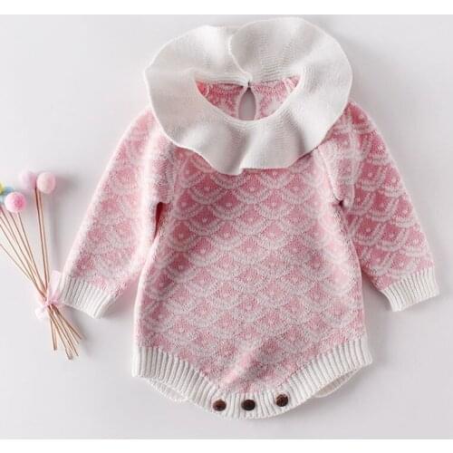 Baby Rompers Doll collar Long Sleeve Knitted Jumpsuit Autumn Infant Kid Baby Girl Boy Knitted Clothes Newnborn Jumpsuit Outfits