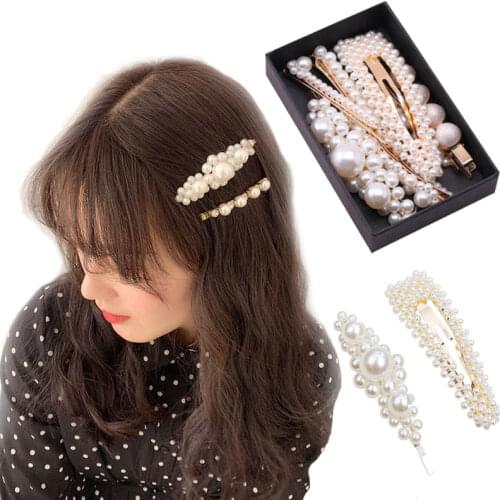 Korean Fashion Pearl Hair Clip for Women Barrette Hair Pins Barrettes Jewelry BB Hair Clips for Girls Styling Accessories