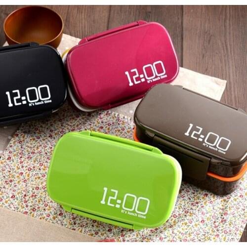 Creative Its Lunch Time 1410ml Double Layer Plastic Lunch Box Microwave Oven Large Capacity Lunch Bento Box Lunchbox