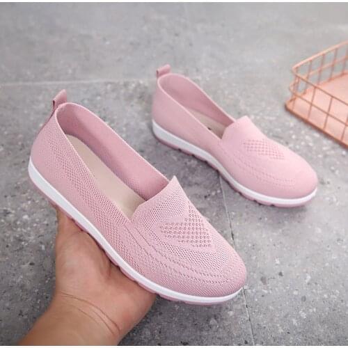 Breathable Slip On Vulcanized Shoes Women Shoes Casual Sneakers Ladies Knitted Mesh Sock Autumn Platform Fashion Female Walking