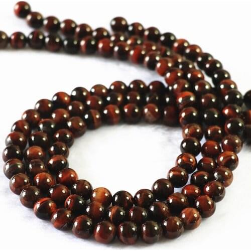 Round red tiger eye natural stone loose beads 6mm 8mm 10mm 12mm fashion diy beads for man bracelets jewelry making 15inch B119