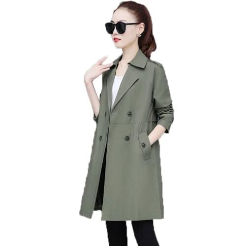 Spring autumn women New Fashion Windbreaker coat female Double-breasted Ladies coats Loose Tops Large size Middle age clothing