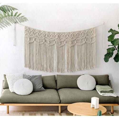 Macrame Wall Hanging Handwoven Bohemian Cotton Rope Boho Tapestry Home Decoration for Apartment Bedroom Living Room