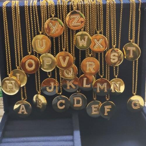 Fashion A-z 26 Gold Color Zircon Letter Necklace Women Punk Collier Femme Collares Zk30
