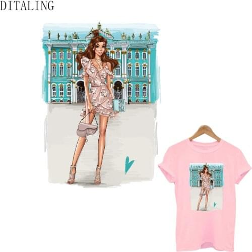 Fashion Girl Thermal Stickers On Clothing Iron On Transfers Patch DIY Washable Applique On T-Shirt Hoodies Heat Transfer Patches