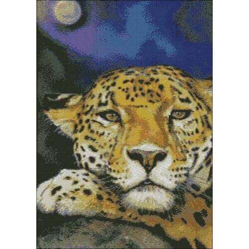 Leopard in the Moonlight Sewing Top Quality Embroidery Needlework 11CT 14CT Unprinted Art Cross Stitch Kits DIY Handmade Decor