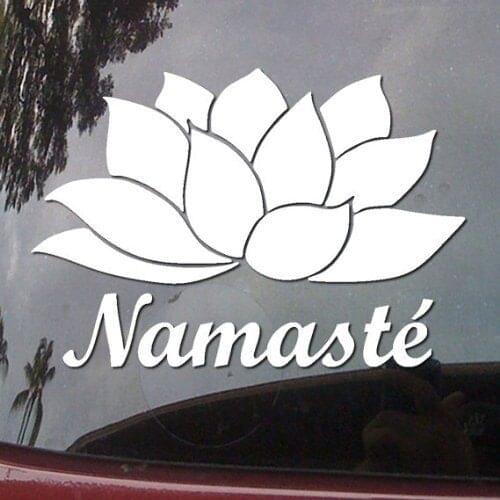 Namaste Lotus Flower - Hindu Yoga - Window Vinyl Decal Sticker 12x13cm