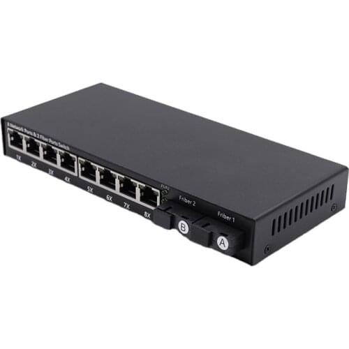 New Product 8 port Fiber Media Converter 2 + RJ45 Ports Unmanaged Ethernet Optic Converters