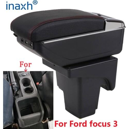 For Ford focus 3 Armrest Interior Parts special Retrofit parts For Ford Focus III Car Armrest Center Storage box with USB LED