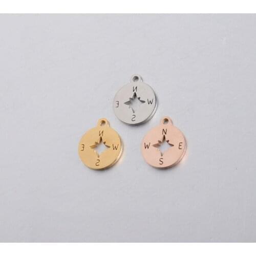 Compass Charms Gold Color Stainless Steel Pendant Small Charms DIY Jewelry for Bracelet Making 20Pieces/lot