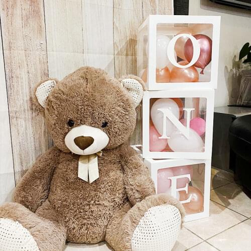 DIY Transparent Box Balloons Holder Storage Baby Shower Decoration Boy Girl Oh Baby Party Balloon Decorations 1st Birthday Decor