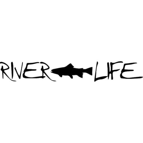 River Life Car Sticker Fish Lover Decor Removable Black/silver AL472
